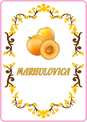 Samolepiaca etiketa Marhuľovica - Kopaničiarsky štýl