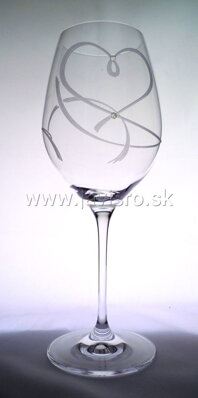 Poháre na víno Wine 470 ml, dekor srdiečka (2 ks)
