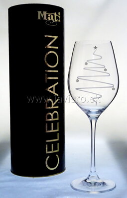 Pohár na víno Wine 360 ml, dekor Vianočný stromček (1 ks)