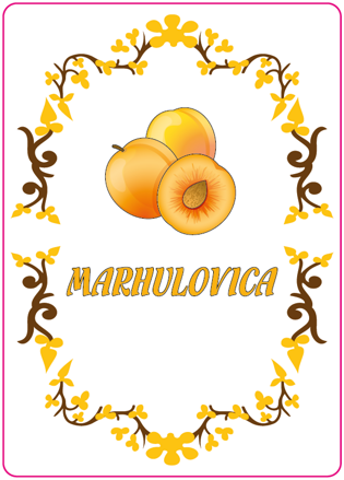 Samolepiaca etiketa Marhuľovica - Kopaničiarsky štýl
