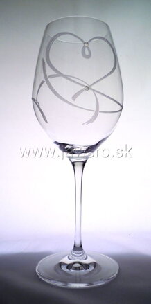 Poháre na víno Wine 470 ml, dekor srdiečka (2 ks)