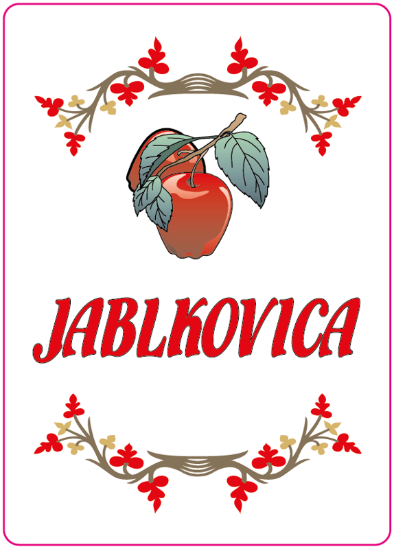 Samolepiaca etiketa Jablkovica - Kopaničiarsky štýl Samolepiaca etiketa Jablkovica - Kopaničiarsky štýl
