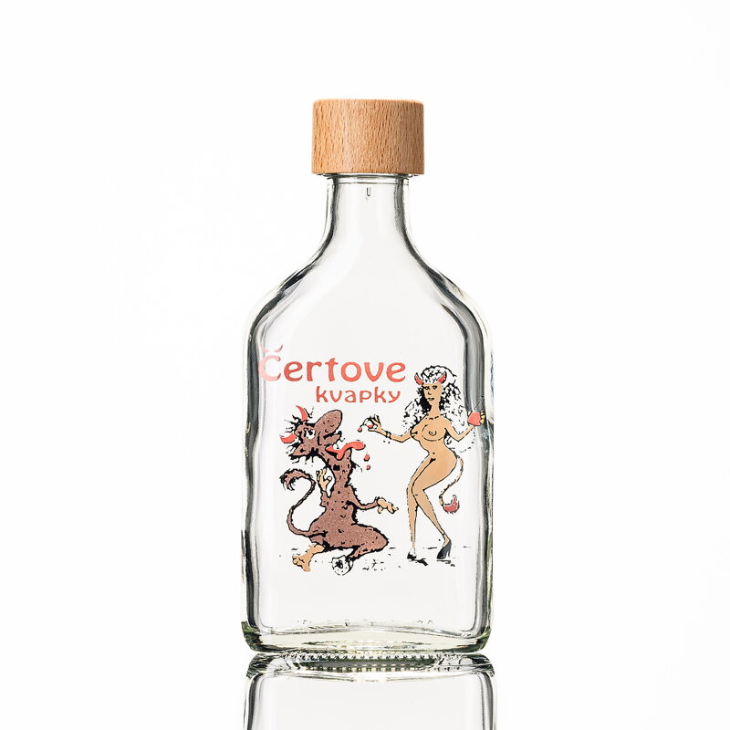 Fľaša Flask 0,2 L s obtiskom "Čertove kvapky"