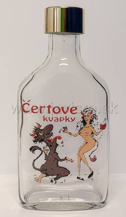 Fľaša Flask 0,2 L s obtiskom "Čertove kvapky"